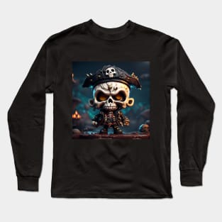 Chibi Style Skull Pirate Long Sleeve T-Shirt